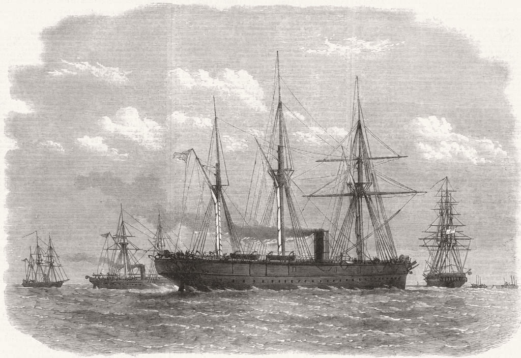 MALTA. Laying submarine cable to Alexandria 1868 old antique print picture